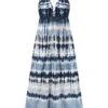 Blue 1940s Backless Tie Dye Long Dress -BUNBUN Fancy Clothing Shop SCHL004606 1