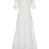 White 1940s Flare Sleeve Lace Dress -BUNBUN Fancy Clothing Shop SCHL004633 1