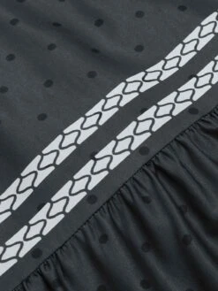 Gray 1940s Smocked Dots Moderate Maxi Dress -BUNBUN Fancy Clothing Shop SCHL004634 4