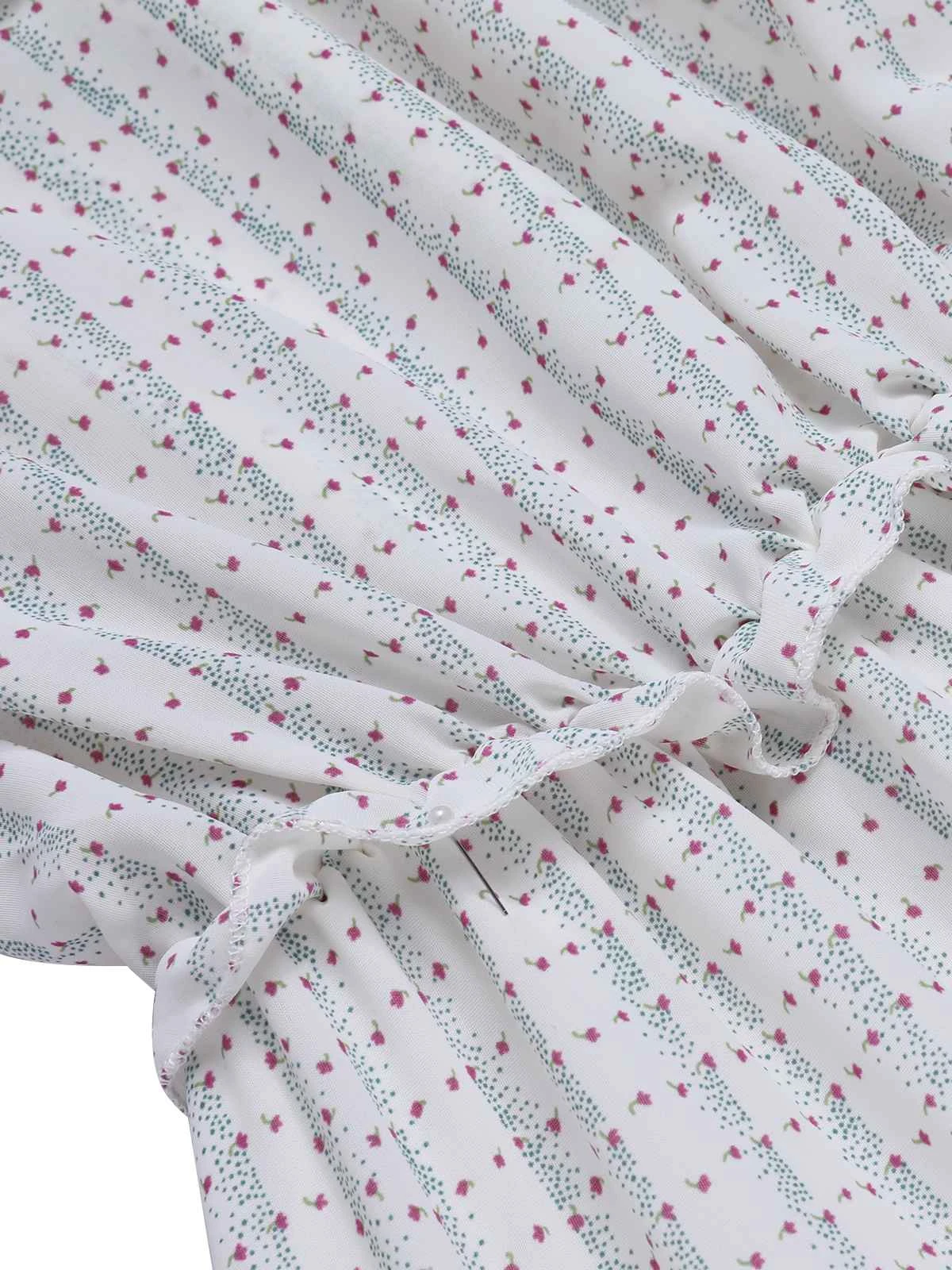 White 1940s Off-ShoulderDitsy Floral Dress 6 White 1940s Off-ShoulderDitsy Floral Dress - Image 4