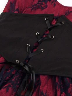 1980s Gothic Punk Eyelash Lace Waistband Dress -BUNBUN Fancy Clothing Shop SCHL004678 DER 4 1