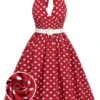[Pre-Sale] [Plus Size] Red 1950s Polka Dot Halter Dress -BUNBUN Fancy Clothing Shop SCHL004691 01 compressed