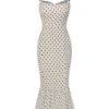 White 1930s Polka Dots Straps Mermaid Dress -BUNBUN Fancy Clothing Shop SCHL004712 1