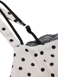 White 1930s Polka Dots Straps Mermaid Dress 9 White 1930s Polka Dots Straps Mermaid Dress -BUNBUN Fancy Clothing Shop SCHL004712 4