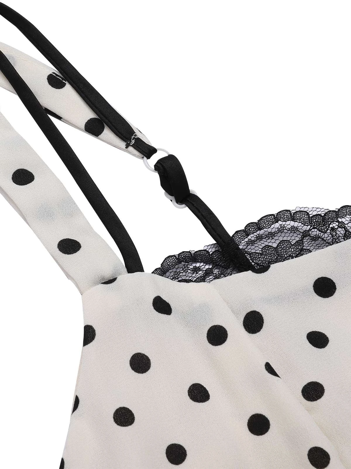 White 1930s Polka Dots Straps Mermaid Dress 6 White 1930s Polka Dots Straps Mermaid Dress - Image 4