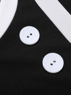 Black 1960s Crew Neck Patchwork Dress -BUNBUN Fancy Clothing Shop SCHL004713 4