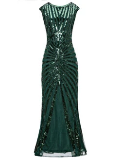 [US Warehouse] Green 1920s Sequin Art Deco Maxi Dress -BUNBUN Fancy Clothing Shop SCV000052 DG 1 5aee43b3 e767 450d b630 29958f751015