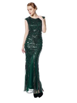 [US Warehouse] Green 1920s Sequin Art Deco Maxi Dress -BUNBUN Fancy Clothing Shop SCV000052 DG 2 694975e4 62bb 4ece 88a0 58b006a01334