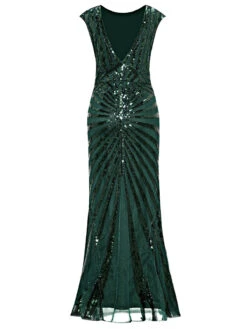 Green 1920s Sequin Art Deco Maxi Dress -BUNBUN Fancy Clothing Shop SCV000052 DG 3 dedc997c b3f6 443c a438 6e9a1aaf0150
