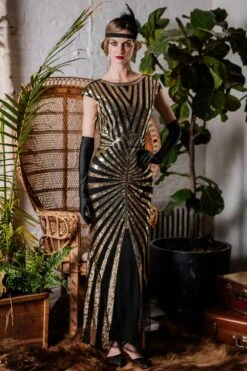 [US Warehouse] Gold 1920s Sequin Art Deco Maxi Dress -BUNBUN Fancy Clothing Shop SCV000052 GO 1 7a3be090 07bb 4345 87f3 a72947c5ffa1