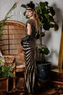 [US Warehouse] Gold 1920s Sequin Art Deco Maxi Dress -BUNBUN Fancy Clothing Shop SCV000052 GO 4 bc7234a1 66ca 46c7 a4bb cd1491264c95