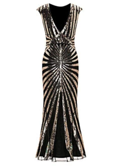 [US Warehouse] Gold 1920s Sequin Art Deco Maxi Dress -BUNBUN Fancy Clothing Shop SCV000052 GO 7 4da8ee6d fb87 42e7 a5cd 9e2bb408fc6e