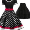 2PCS Polka Dot 1950s Dress & Black Petticoat 2 2PCS Polka Dot 1950s Dress & Black Petticoat -BUNBUN Fancy Clothing Shop SCV000140 B