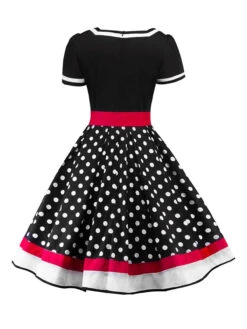 1950s Polka Dot Belted Patchwork Dress 10 1950s Polka Dot Belted Patchwork Dress -BUNBUN Fancy Clothing Shop SCV000140 B 2