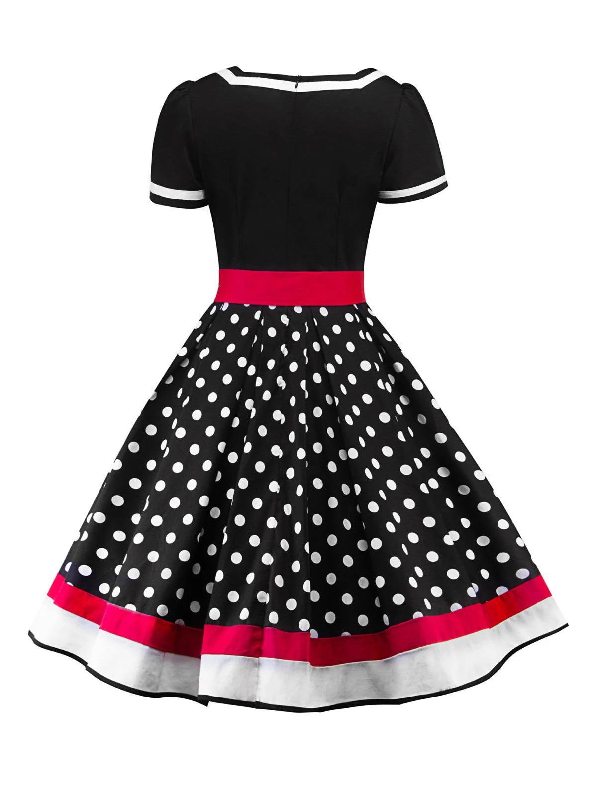 1950s Polka Dot Belted Patchwork Dress 5 1950s Polka Dot Belted Patchwork Dress - Image 3