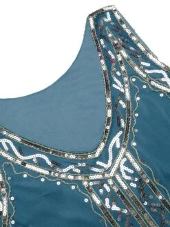 Lake Blue 1920s Beaded Fringed Dress -BUNBUN Fancy Clothing Shop SCV000158 AQG 4