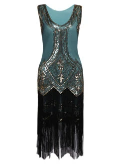 [US Warehouse] Blue 1920s Beaded Fringed Dress -BUNBUN Fancy Clothing Shop SCV000158 CG 1