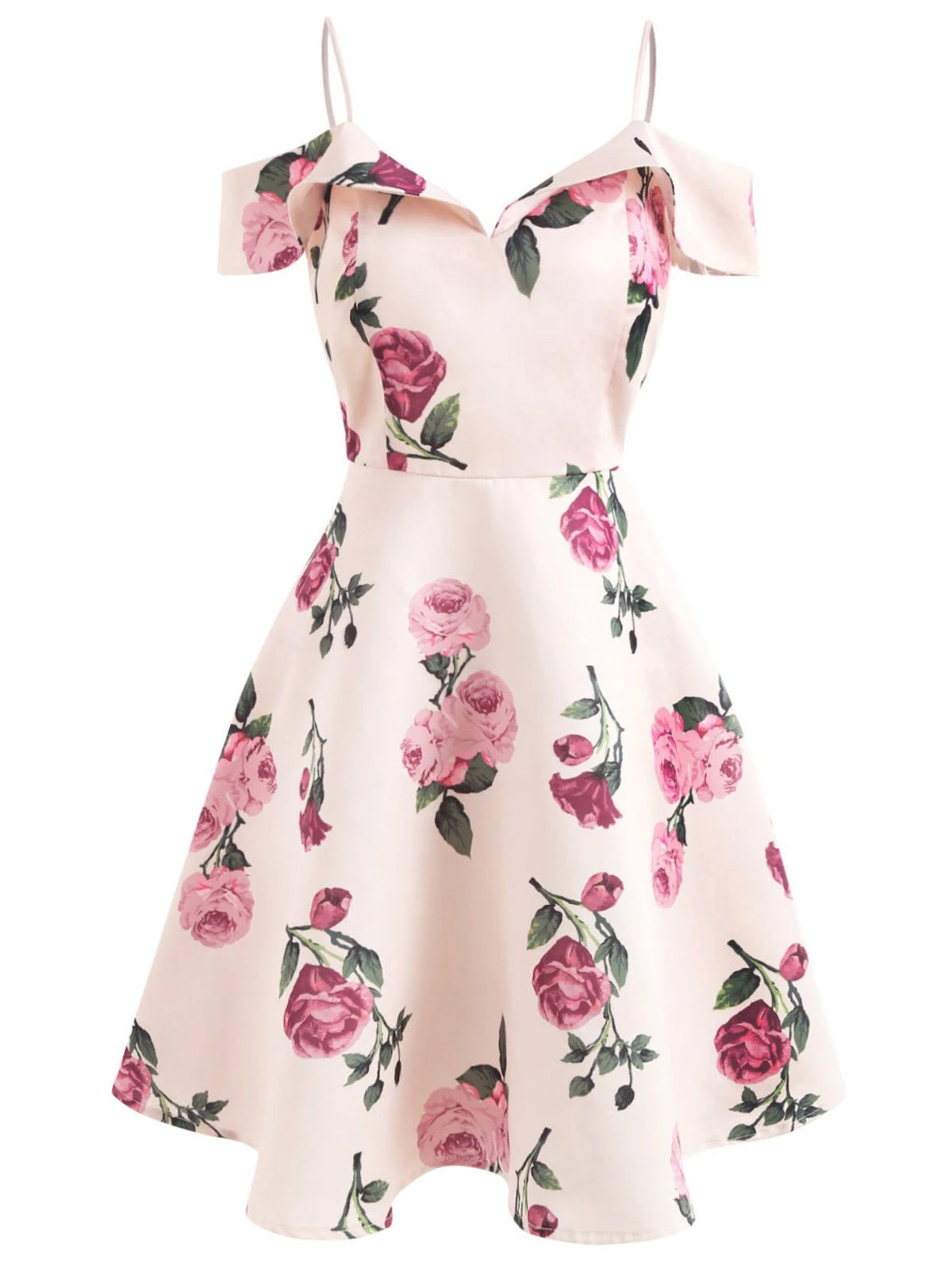Pink 1950s Floral Spaghetti Strap Dress 3 Pink 1950s Floral Spaghetti Strap Dress