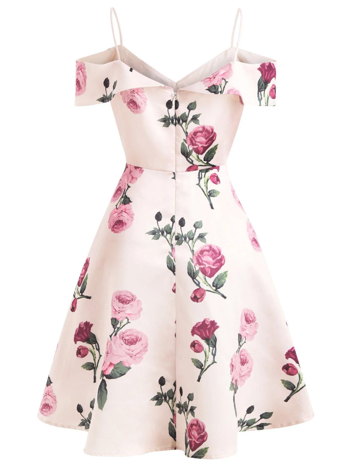 Pink 1950s Floral Spaghetti Strap Dress 4 Pink 1950s Floral Spaghetti Strap Dress - Image 2