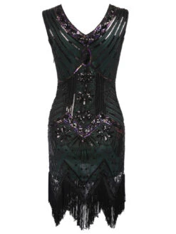 Plus Size 1920s Sequined Dress -BUNBUN Fancy Clothing Shop SCV000562 DG 2