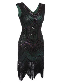 Plus Size 1920s Sequined Dress -BUNBUN Fancy Clothing Shop SCV000562 DG 1