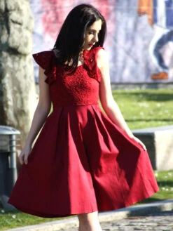 1950S Satin Solid Swing Dress -BUNBUN Fancy Clothing Shop SCV000777 WR A