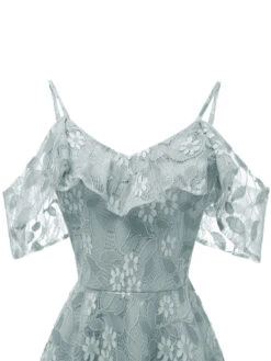 1950s Lace Cold Shoulder Ruffle Dress -BUNBUN Fancy Clothing Shop SCV000818 CLB 5