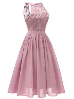 Pink 1950s Floral Lace Swing Dress -BUNBUN Fancy Clothing Shop SCV000819 PP 2