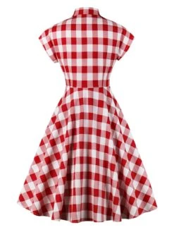 Red White 1950s Pockets Plaid Dress -BUNBUN Fancy Clothing Shop SCV001859 2 3af25aa2 64ad 493d a856 8ed4b94f1b18