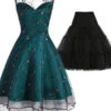 2PCS Top Seller 1950s Mesh Swing Dress & Black Petticoat
