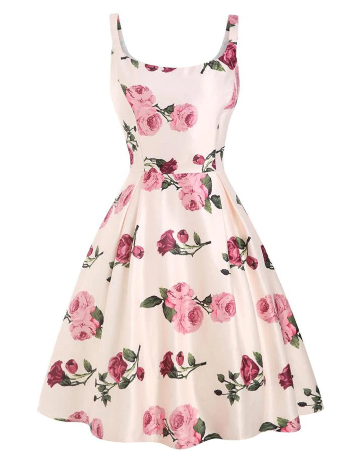 Pink 1950s Rose Floral Swing Dress 3 Pink 1950s Rose Floral Swing Dress