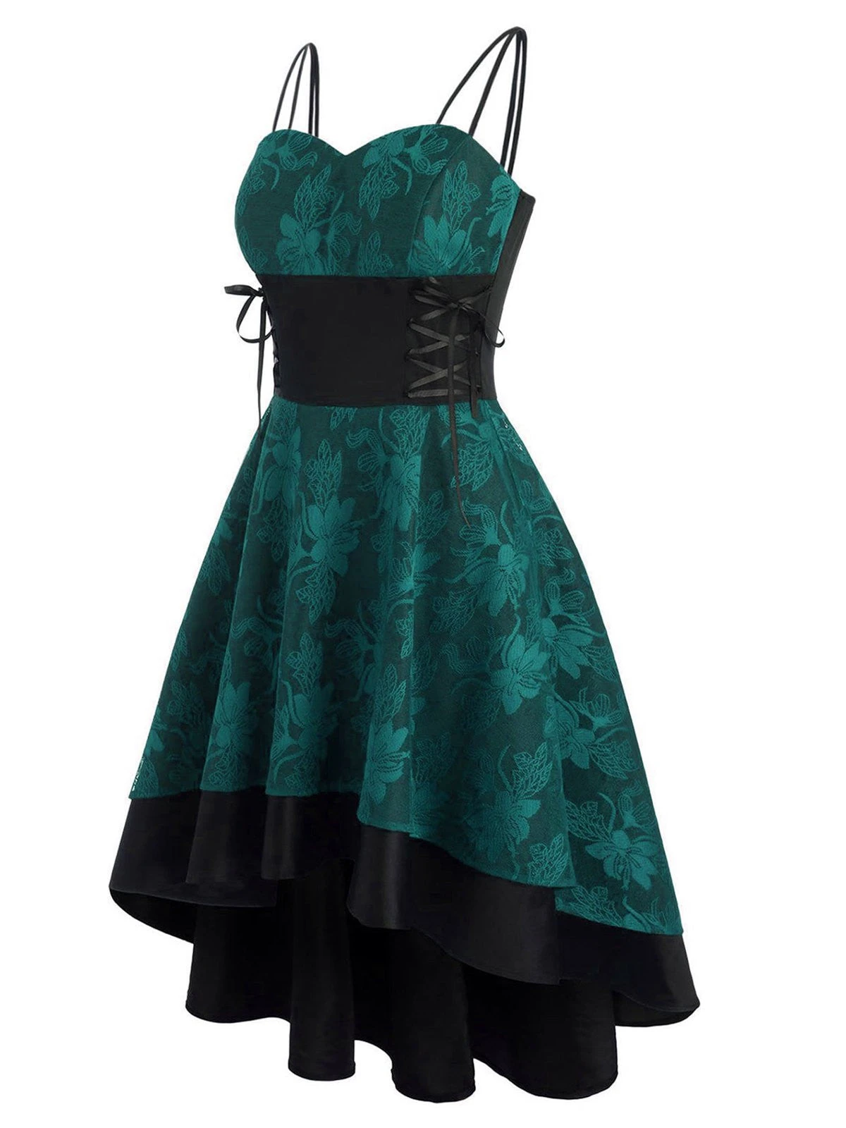 1980s Floral Lace Patchwork Strap Dress 4 1980s Floral Lace Patchwork Strap Dress - Image 2