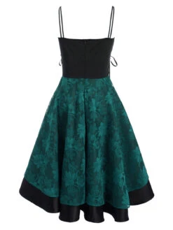 1980s Floral Lace Patchwork Strap Dress 19 1980s Floral Lace Patchwork Strap Dress -BUNBUN Fancy Clothing Shop SCV002580 BUG 5