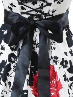 White 1950s Floral Halter Swing Dress -BUNBUN Fancy Clothing Shop SCV002596 PAT1 4