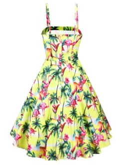 Yellow 1950s Flamingo Swing Dress -BUNBUN Fancy Clothing Shop SCV002597 PAT1 3 e4c8f5d4 90ce 4487 be41 f48c7d63e212