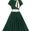 1950s Stand Collar Bow Swing Dress -BUNBUN Fancy Clothing Shop SCV002839 DG 1