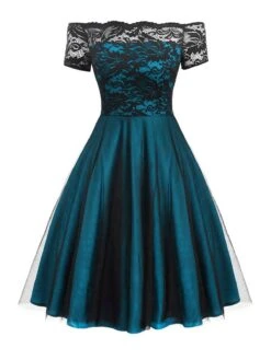 1950s Off Shoulder Lace Swing Dress 14 1950s Off Shoulder Lace Swing Dress -BUNBUN Fancy Clothing Shop SCV003101 DG 1 compressed 0f30acbc 88ce 44b8 9bbd 69db33e0ce5a