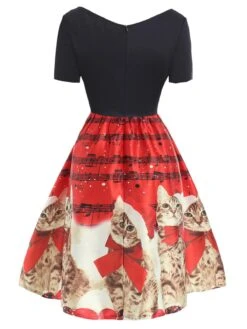 1950s Christmas Kitty Swing Dress -BUNBUN Fancy Clothing Shop SCV003429 PAT1 3 70c1a024 d1f4 4dd9 bb41 920850e734de