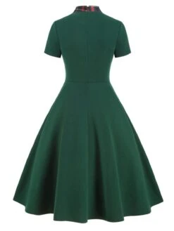 1950s Plaid Patchwork Bow Swing Dress -BUNBUN Fancy Clothing Shop SCV003513 PAT2 3