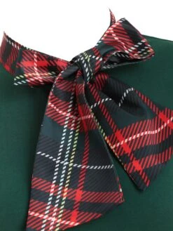 1950s Plaid Patchwork Bow Swing Dress -BUNBUN Fancy Clothing Shop SCV003513 PAT2 4