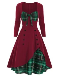 1950s Sweetheart Plaid Patchwork Dress -BUNBUN Fancy Clothing Shop SCV003518 PAT3 1 6ac89a81 5218 4af0 ba89 8e2ac64ee126
