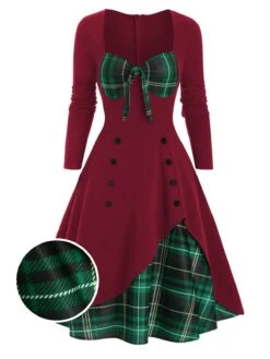 1950s Sweetheart Plaid Patchwork Dress -BUNBUN Fancy Clothing Shop SCV003518 PAT3 2 63d076bb e152 49e3 92f1 33373bf8c249