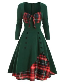 1950s Sweetheart Plaid Patchwork Dress -BUNBUN Fancy Clothing Shop SCV003518 PAT4 1 961cc153 685f 4b96 93d7 b62a6474c98f