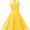 Yellow 1950s Halter Swing Dress