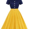 Snow White Style Button 1950s Dress -BUNBUN Fancy Clothing Shop SCV005258 BL 1
