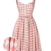 Pink 1950s Diamond Grid Swing Dress -BUNBUN Fancy Clothing Shop SCV005369 PP 2