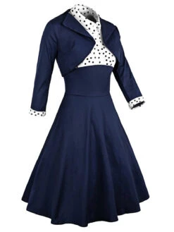 2PCS Navy 1950s Polka Dot Swing Dress -BUNBUN Fancy Clothing Shop SCV005584 NB 3 be6a134e d580 4de2 bb00 a250f4aa1d83