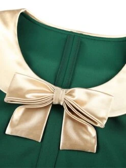 1960s Bow Patchwork Bodycon Dress -BUNBUN Fancy Clothing Shop SCV006245 1 2