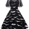 Black 1950s Bat Cape Swing Dress 1 Black 1950s Bat Cape Swing Dress -BUNBUN Fancy Clothing Shop SCV006966