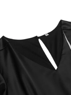 Black 1960s Patchwork Fishtail Bodycon Dress 13 Black 1960s Patchwork Fishtail Bodycon Dress -BUNBUN Fancy Clothing Shop SCV007837 B 4